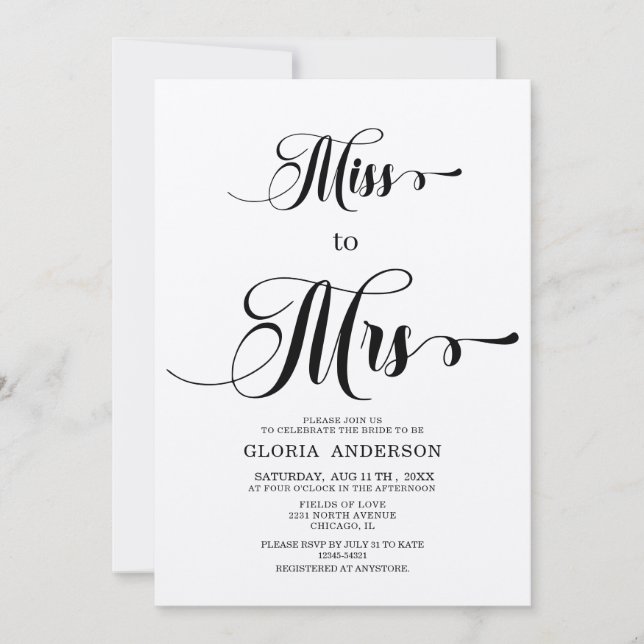 Minimalist  Bridal Shower Invitation (Front)