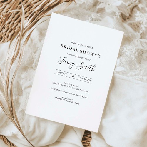 minimalist bridal shower invitation