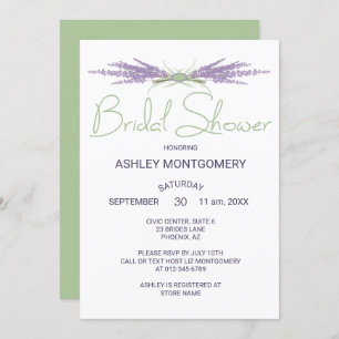 Minimalist Bridal Shower Lavender Flower Bundles Invitation