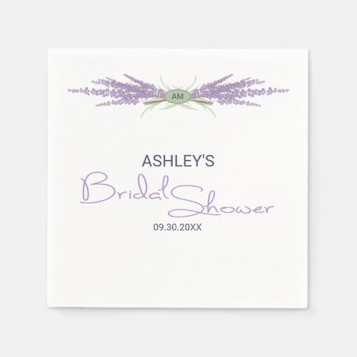 Minimalist Bridal Shower Lavender Flower Bundles Napkins