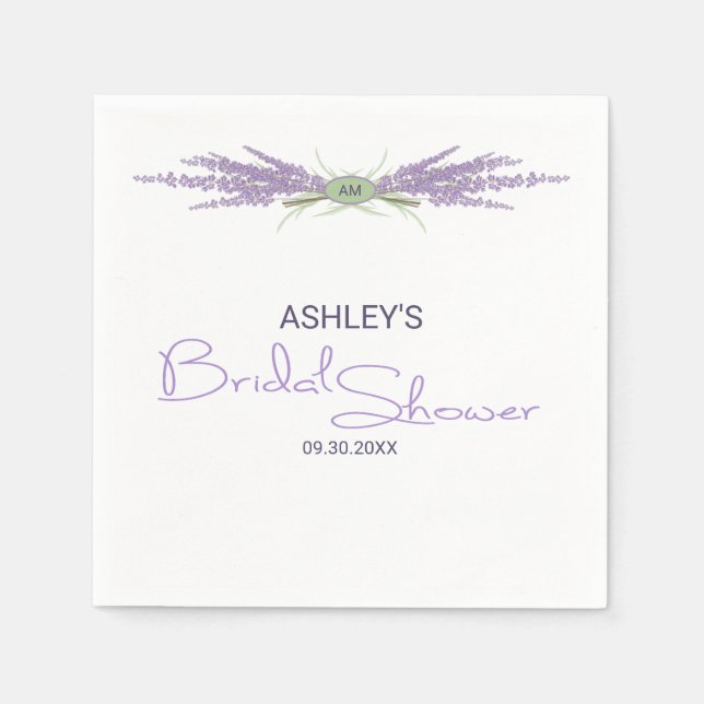 Minimalist Bridal Shower Lavender Flower Bundles Napkins (Front)