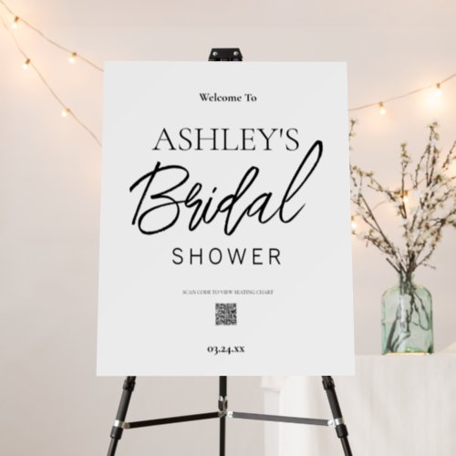 Minimalist Bridal Shower QR Code Welcome Sign