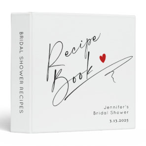 Minimalist Bridal shower Recipe book 3 Ring Binder