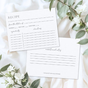 Minimalist Bridal Shower Recipe Enclosure Card