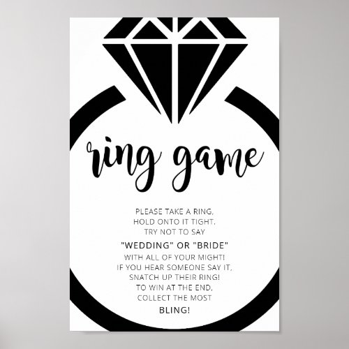 Minimalist Bridal Shower Ring Game Sign