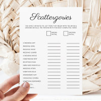Minimalist Bridal Shower Script Scattergories Game