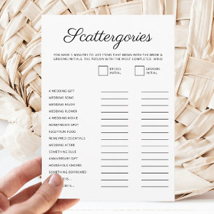 Minimalist Bridal Shower Script Scattergories Game Holiday Card