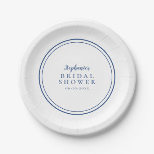 Minimalist Bridal Shower Simple Navy Blue Paper Plates