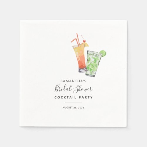 Minimalist Bridal Shower Summer Cocktail Party Napkins