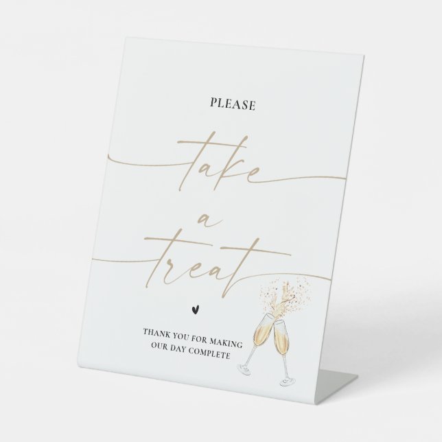 Minimalist Bridal Shower Take A Treat Sign (Front)