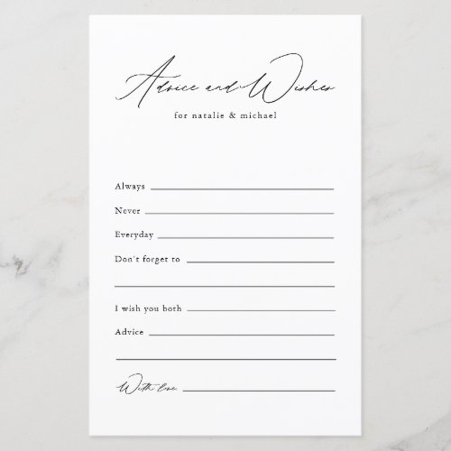 Minimalist Bridal Shower Wedding Advice And Wishes