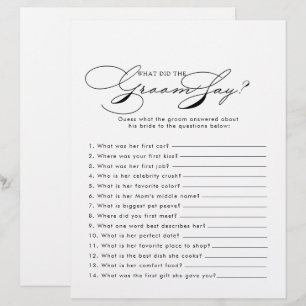 Minimalist Bridal Shower What did the Groom Say