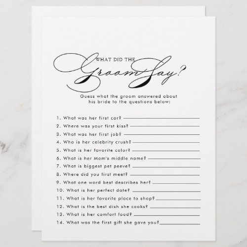 Minimalist Bridal Shower What did the Groom Say