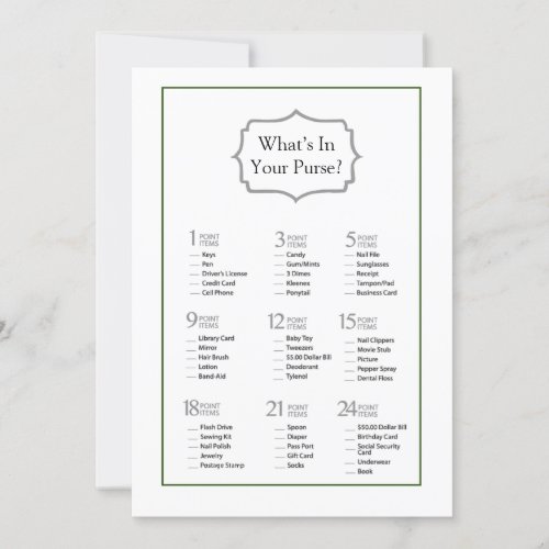 Minimalist Bridal Shower Whats In Your Purse Invitation