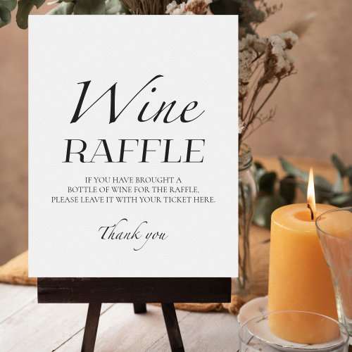 Minimalist Bridal Shower Wine Raffle Game Sign