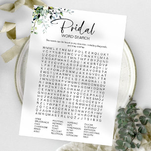 Minimalist Bridal Shower Word Search Game Invitation