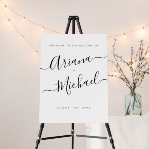 Minimalist Bride and groom Names Script wedding Foam Board