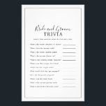 Minimalist Bride and Groom Trivia Game Flyer<br><div class="desc">This minimalist bride and groom trivia game is perfect for a simple wedding shower. The modern romantic design features classic black and white typography paired with a rustic yet elegant calligraphy with vintage hand lettered style. Customizable in any color. Keep the design simple and elegant, as is, or personalize it...</div>
