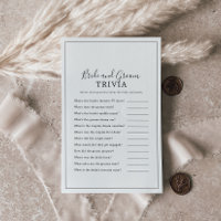 Minimalist Bride and Groom Trivia Game