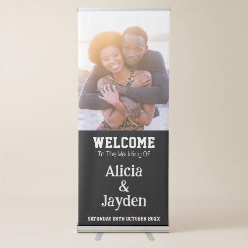 Minimalist Bride And Groom Wedding Party Welcome Retractable Banner