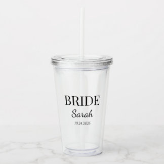 Minimalist Bride Glass Tumbler Custom Wedding Gift