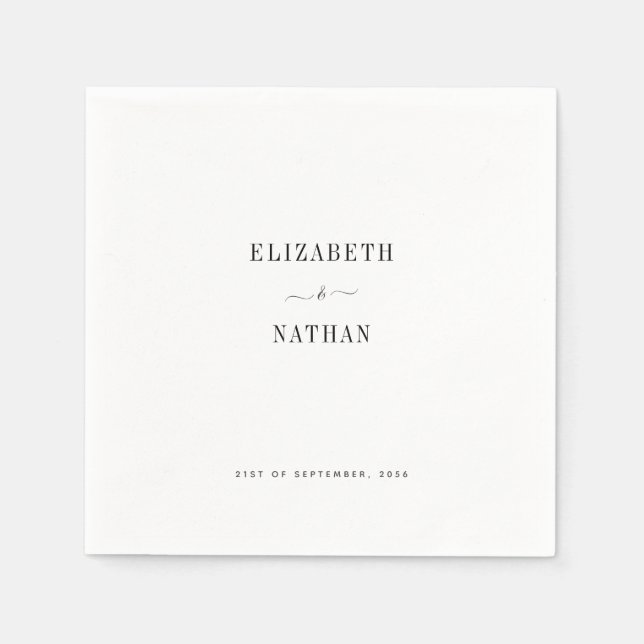 Minimalist Bride & Groom Wedding Napkins (Front)