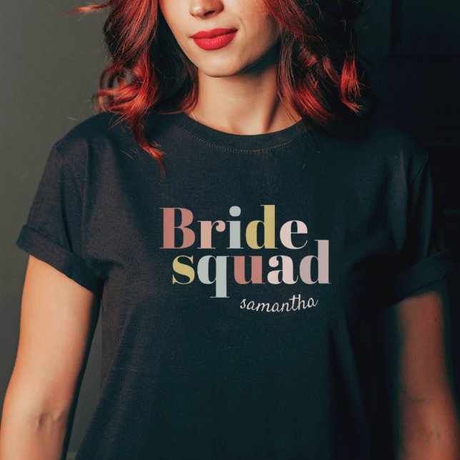 Minimalist Bride squad Custom Name Bridesmaid Gift T-Shirt (Creator Uploaded)