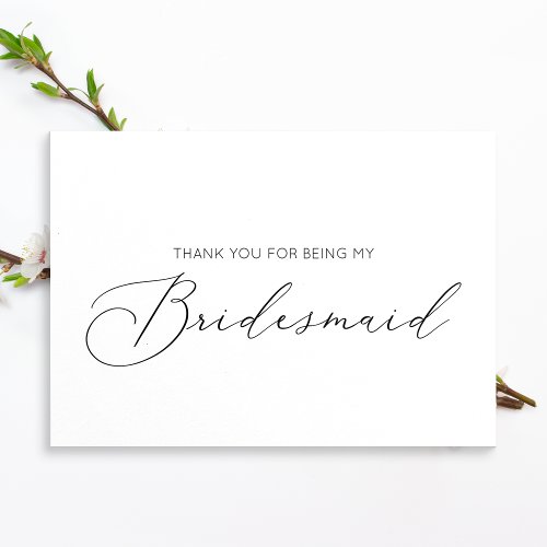 Minimalist Bridesmaid Folded Thank You Card