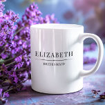 Minimalist Bridesmaid Gifts Elegant Modern Wedding Coffee Mug<br><div class="desc">This chic black and white wedding party coffee mug is designed to celebrate your special day, featuring an elegant border and classic typography. It displays the bridesmaid's name, and title in a traditional, black minimalist style. To personalize, enter the bridesmaid's name and their respective titles into the provided fields, creating...</div>