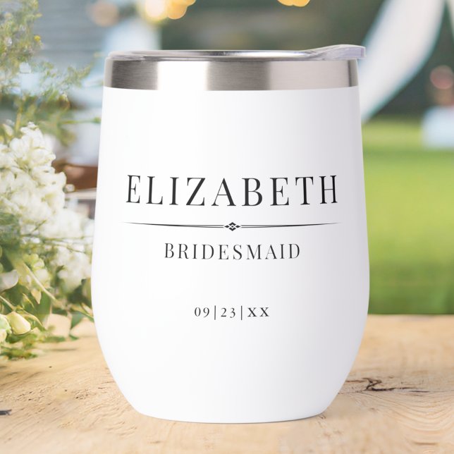 Minimalist Bridesmaid Gifts Modern Elegant Wedding Thermal Wine Tumbler (Creator Uploaded)