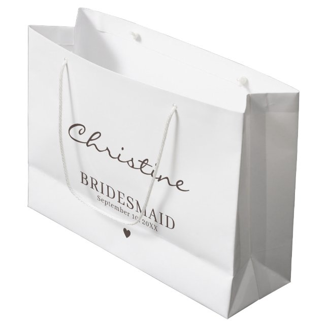 Minimalist Bridesmaid Large Gift Bag (Front Angled)