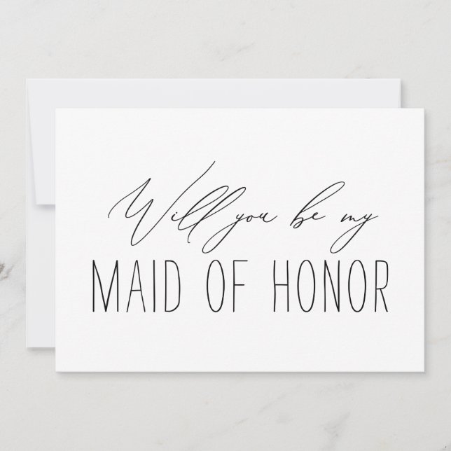 Minimalist Bridesmaid Maid of Honor Proposal Card (Front)