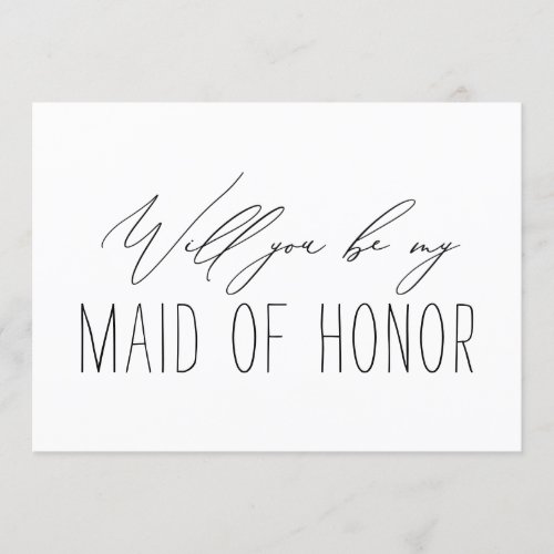 Minimalist Bridesmaid Maid of Honor Proposal Card
