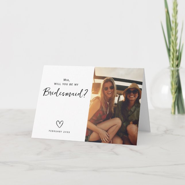 Minimalist Bridesmaid Proposal asking postcard (Front)