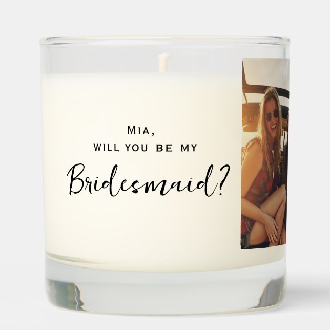 Minimalist Bridesmaid Proposal asking postcard Scented Candle (Front)
