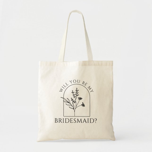 Minimalist Bridesmaid Proposal Maid of honor Tote Bag (Front)