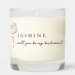Minimalist Bridesmaid Proposal Name Floral Scented Candle