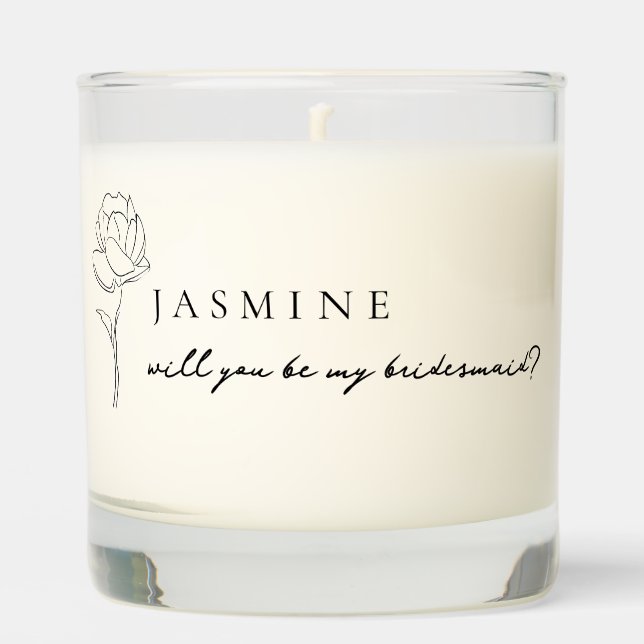 Minimalist Bridesmaid Proposal Name Floral Scented Candle (Front)