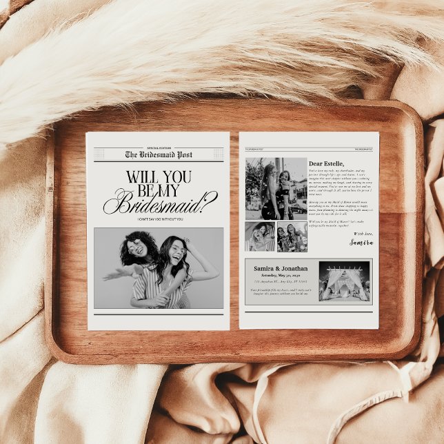 Minimalist Bridesmaid Proposal Newspaper Invitation (Creator Uploaded)