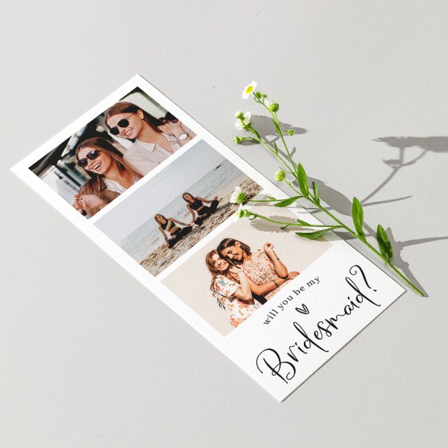 Minimalist Bridesmaid Proposal Photo Collage Invitation (Creator Uploaded)