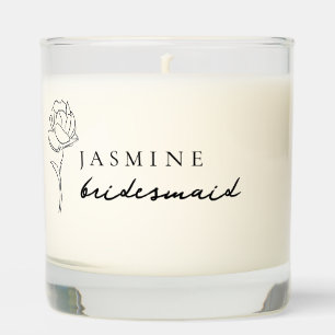 Minimalist Bridesmaid Thank You Gift Name Floral Scented Candle