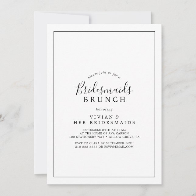 Minimalist Bridesmaids Brunch Invitation (Front)
