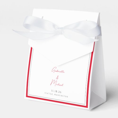 Minimalist Bright Cherry Red Wedding Favor Bags Favor Boxes
