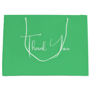 Minimalist Bright Emerald Green Thank You Large Gift Bag