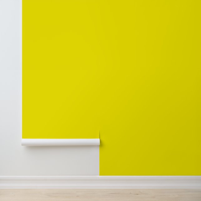 Minimalist bright yellow solid plain modern chic wallpaper  (Application)
