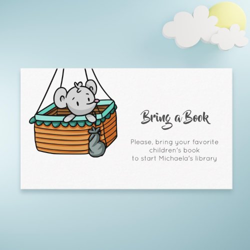 Minimalist Bring a Book with a Mouse in a Basket Enclosure Card