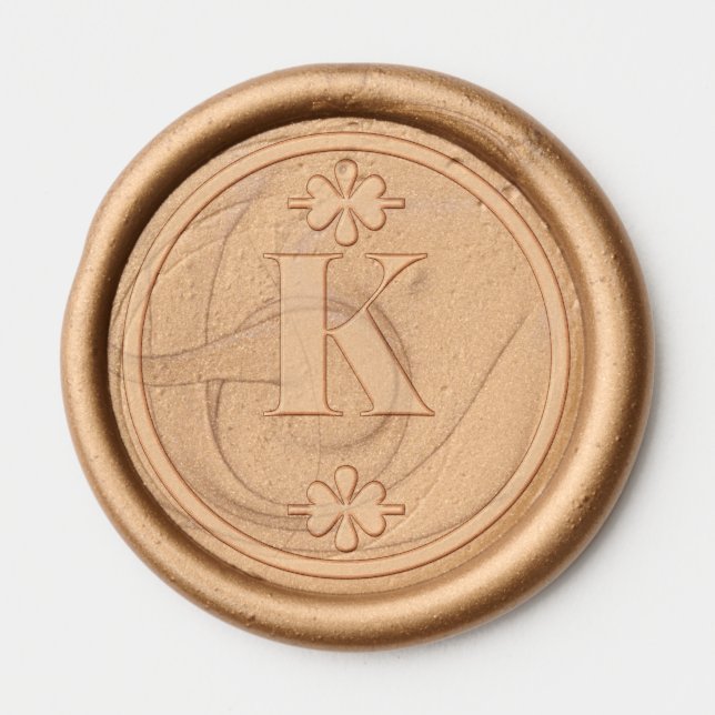 Minimalist Bronze Monogrammed Chic Wedding Wax Seal Sticker (Front)