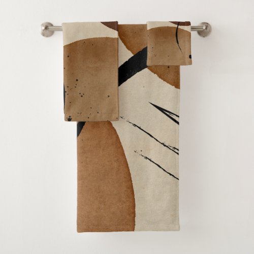Minimalist Brown Abstract Bath Towel Set