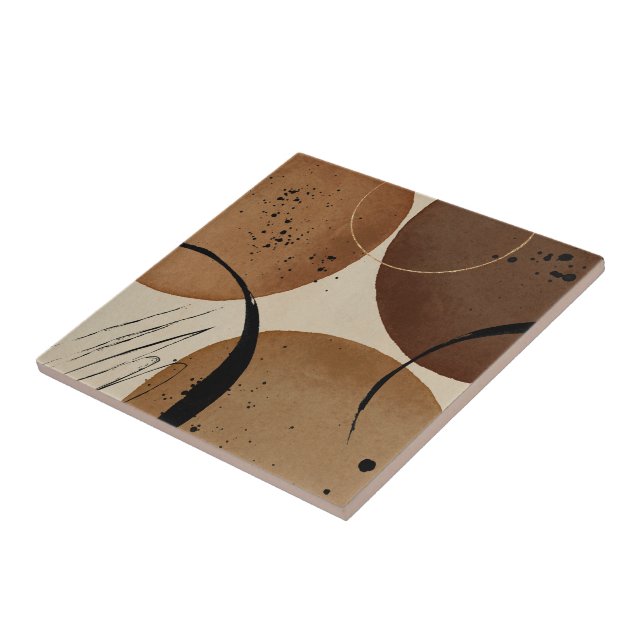 Minimalist Brown Abstract Ceramic Tile (Side)