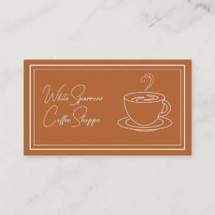 Minimalist Brown and White Coffee Shop Business Card